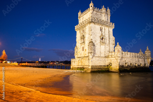 lisbon, Belem Tower at dusk - Tagus River, Portugal