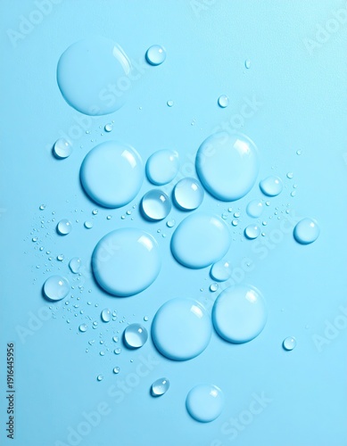 Wallpaper Mural Light blue background with various sizes of clear liquid drops Torontodigital.ca