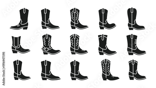 Cowboy Boot icon silhouette vector illustration isolated
