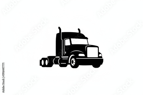 Truck Silhouette: A stark silhouette of a powerful semi-truck, representing transport and commerce, stands out prominently. The image captures the essence of long-haul travel, logistics.