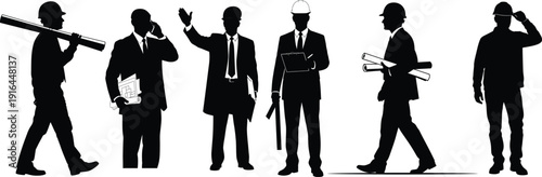 Silhouettes of businessmen in various poses