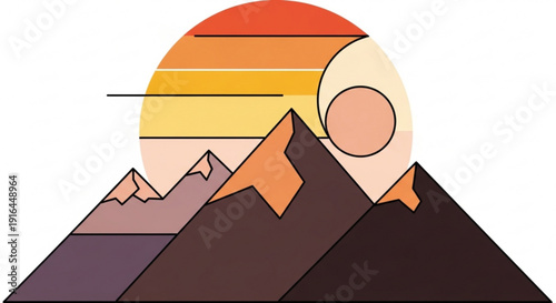 Vibrant sunset over majestic mountain landscape with warm colorful sky