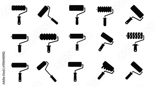 Paint roller icon silhouette vector illustration isolated