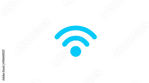 A simple icon showcasing a Wi-Fi signal. Three curved lines and a circle on a white background