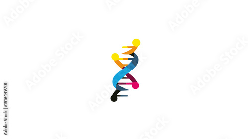 Colorful DNA structure illustration against white background. Science concept of genetics, genome