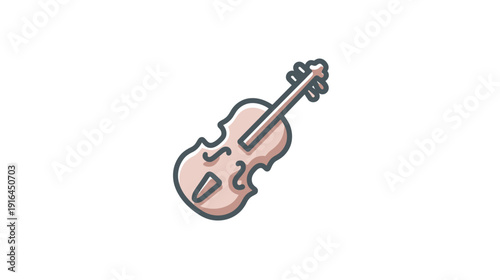 A stylized illustration of a violin with a muted color palette, isolated on a white background