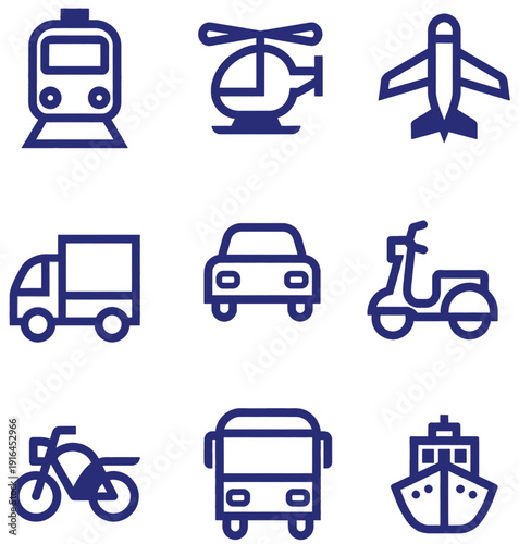 transportation icons set vector, Aviation vector 