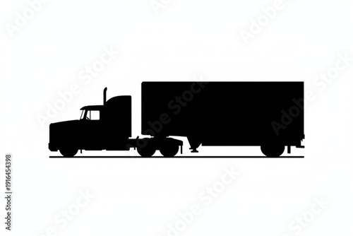 Silhouette of a Transportation Titan: A powerful semi-trailer truck silhouetted against the open road, poised for long-haul journeys and the transport of goods across vast distances.