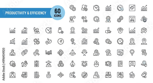 Business automation line editable icon set. Containing process, optimization, robotic integration, business model