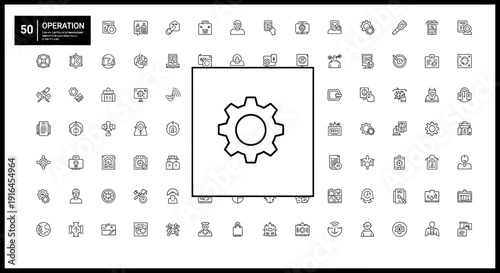 Business automation line editable icon set. Containing process, optimization, robotic integration, business model