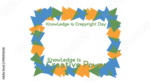 Vector illustration of a colorful puzzle piece border with Knowledge is Creative Power and Copyright Day text