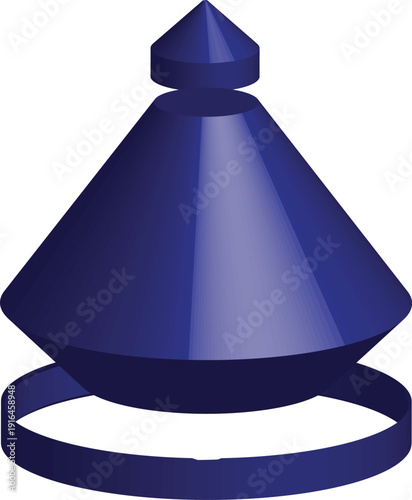 Blue 3D Geometric Cone Design with Decorative Ring and Finials