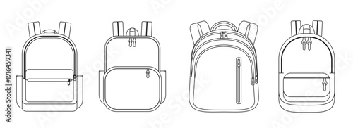 backpack outline doodle isolated backpack line vector