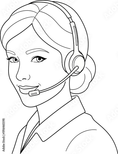 Woman wearing a headset for customer service or telemarketing purposes.