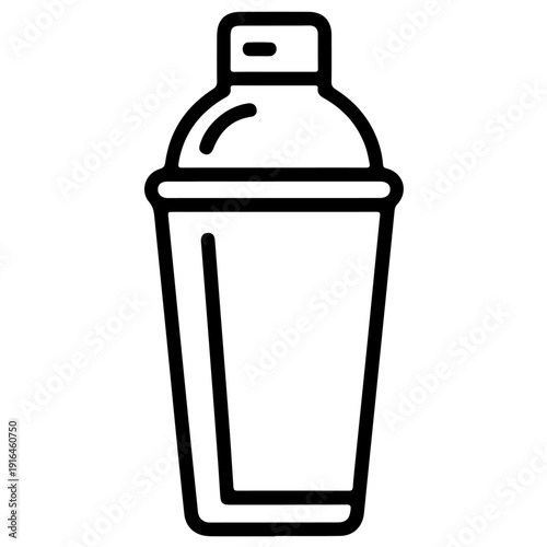 A simple line drawing of a cocktail shaker