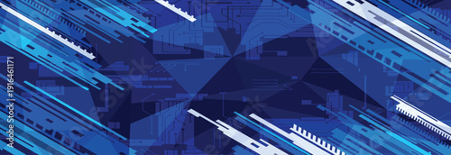 blue background futuristic technology abstract geometric shapes