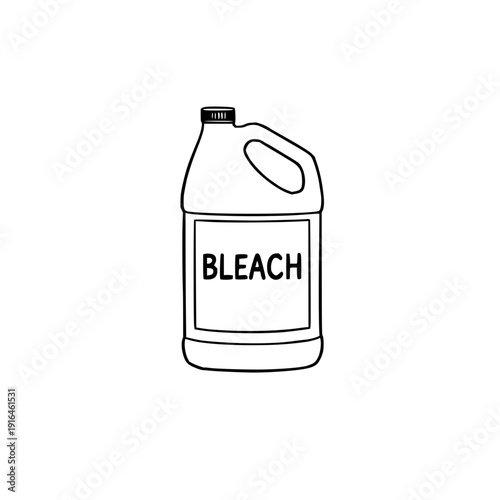 Black silhouette of household bleach container with angled neck spout, ready for use in cleaning and disinfecting visual marketing