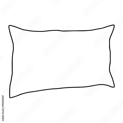 Minimalist Black Pillowcase Silhouette Isolated on White Background for Home Decor and Textile Design Concepts
