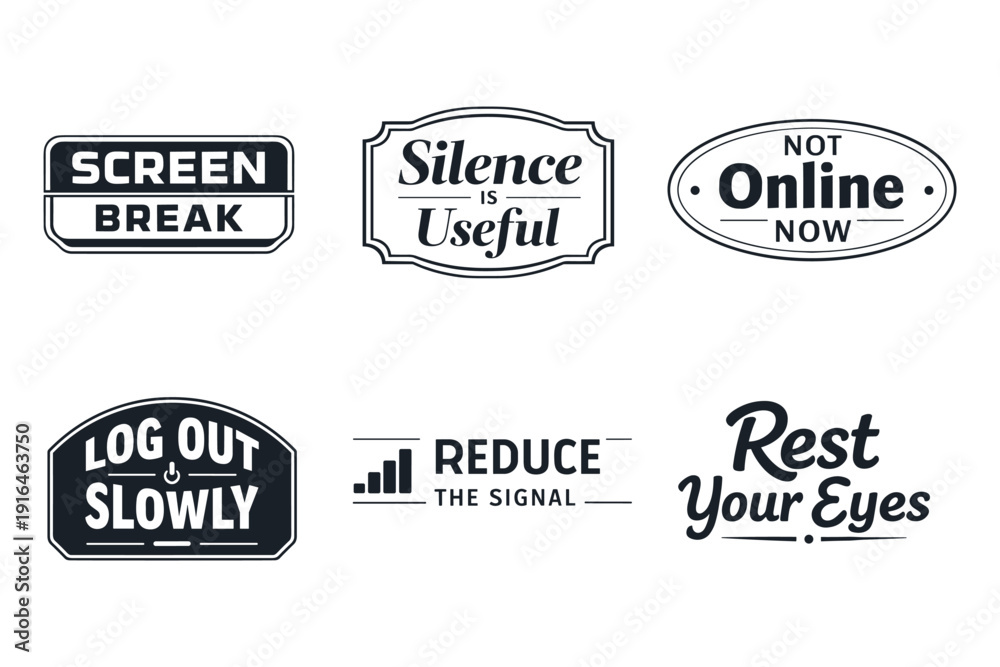 Fototapeta premium Motivational sign designs promoting screen breaks and digital detox