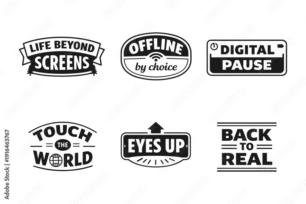 Obraz premium Digital detox emblems promoting offline living and mindfulness