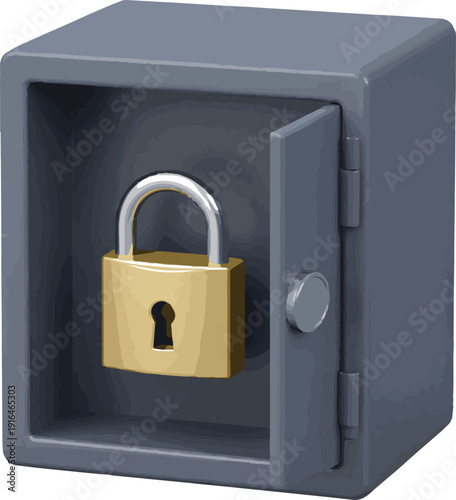 Create a realistic Closed safe box Banking, safety concept. 3d rendering vector art with white background.