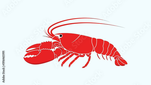 Simple graphic illustration of a vibrant red lobster.