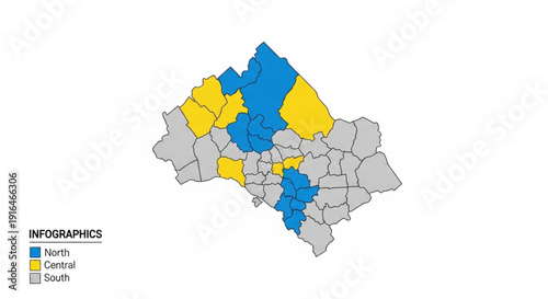 Color coded regional map for business presentations
