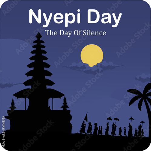 Nyepi Day vector design background illustration. Nyepi Day celebration.