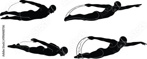 Skydiver in free fall with parachute deployment sequence