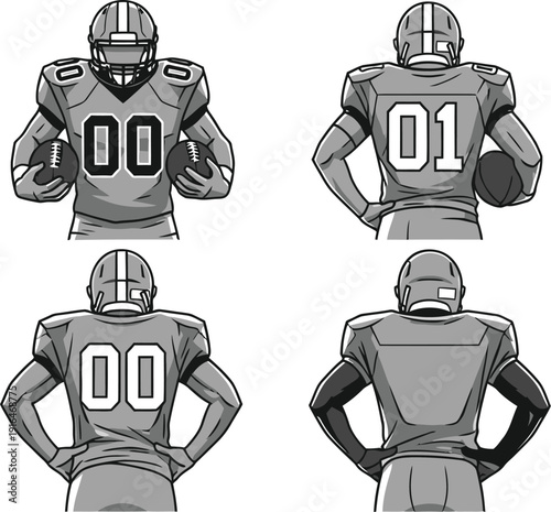 American football player jersey numbering illustration