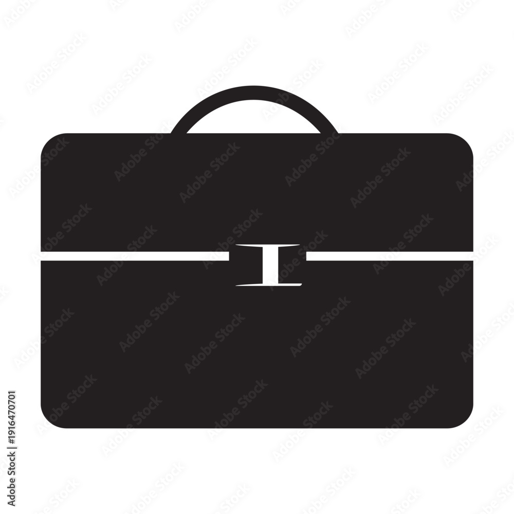 Obraz premium A sleek 3d black leather business briefcase icon with a metal handle and lock isolated on a white background as a professional travel luggage portfolio illustration