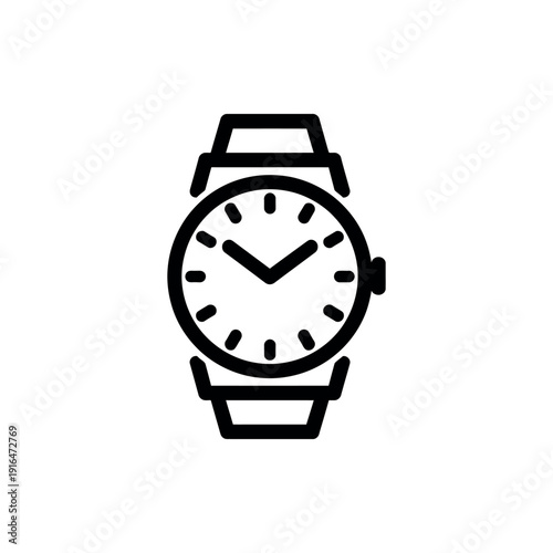 Black and white watch with hour and minute hands clock