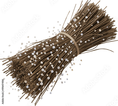 Isolated a realistic Hair Surrounded by Nourishing Particles. Deep Hair Care Concept in 3D vector art with white background.