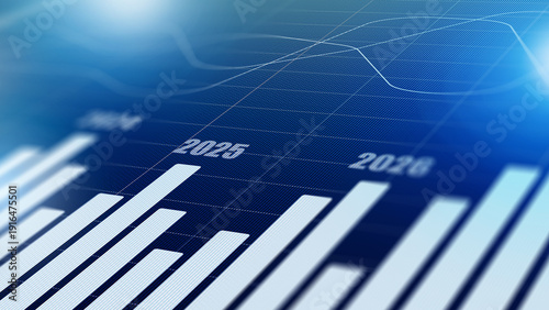 Foto Data chart shows trends from 2024 to 2028 with bar graphs and line graphs
