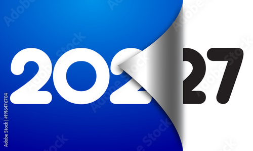 New Year 2027 Unveiled Turning Page From 2026 Minimalist Graphic Design