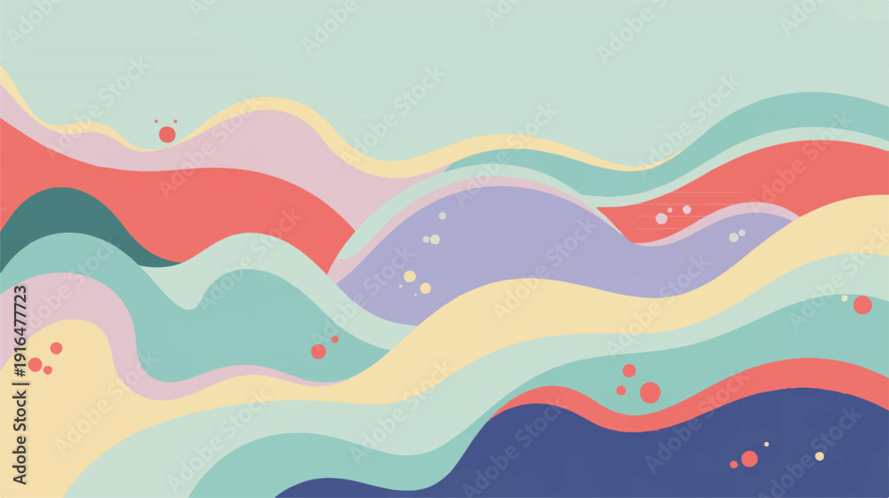 Fototapeta premium colorful abstract wavy lines and shapes in pastel colors