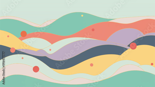 Colorful abstract wavy lines and shapes composition