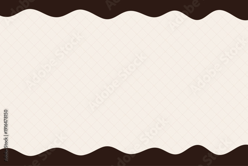 ダークチョコレートの波形フレームと格子柄の背景（コピースペース）