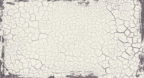 A close-up view of a distressed, cracked, and weathered surface with a textured, aged appearance.