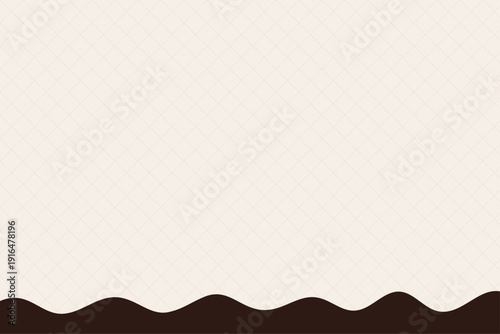 下部にダークチョコレートの波形ボーダーがある格子柄背景（コピースペース）