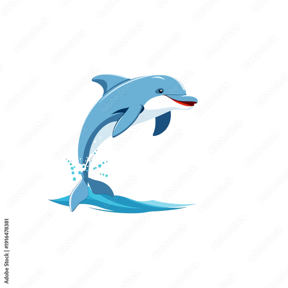 Naklejka premium Cartoon dolphin jumping out of water