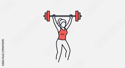 A woman in a red top lifting a heavy barbell overhead, demonstrating strength and fitness.