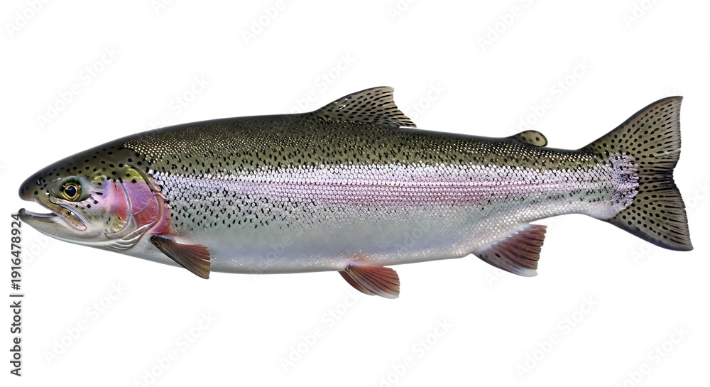 Obraz premium Rainbow Trout Fish Cut-out Isolated on Transparent Background