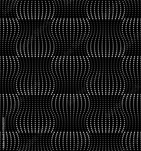 Vector seamless texture. Modern geometric background with wavy dotted lines. 