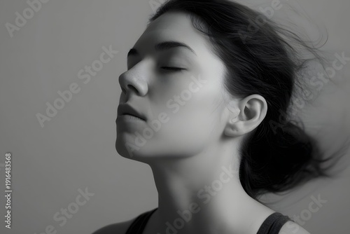A studio shot of breath, zesting up a simple vibe with gentle facial cues.