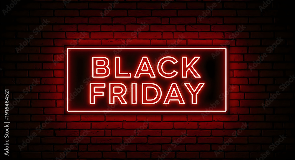 Obraz premium Black friday neon sign on dark background
