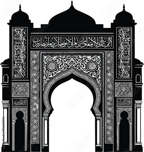 Ornate Mosque Entrance with Intricate Design.