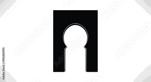 Black Keyhole Silhouette on White Background.