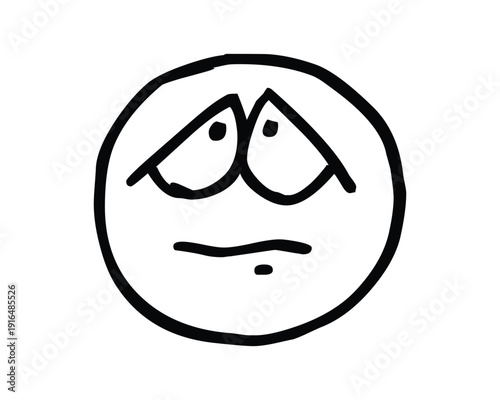 Sad Face Emoticon with Frowning Mouth and Closed Eyes in Black Outline