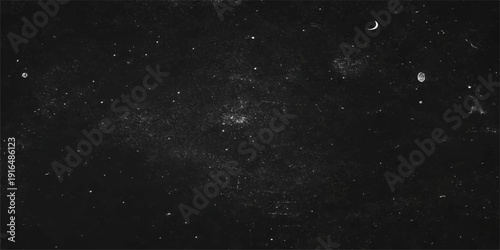 Abstract snowfall and glistening raindrops dance across a dark night sky, blending into a deep blue cosmic starfield of sparkling nebula dust and distant galaxy light